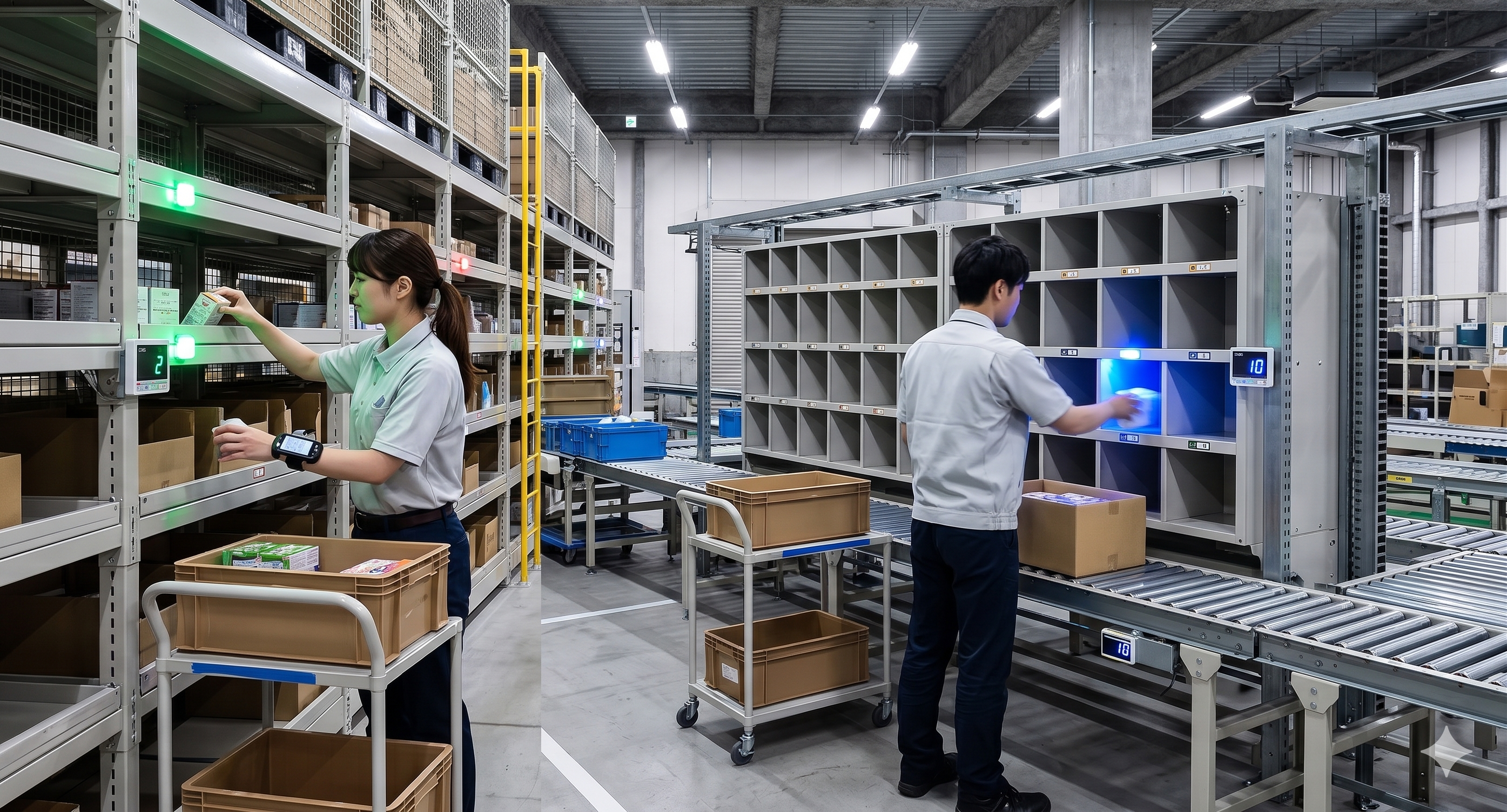 多品種ラインで品種ごとに判定基準を切り替える検査員。属人化が課題となる現場の典型例